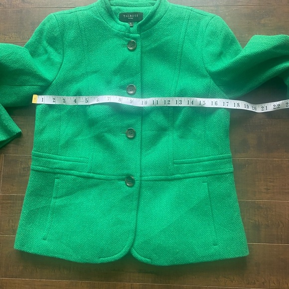 Talbots Kelly Green Wool blend Mandarin collar Peplum blazer - Picture 5 of 15